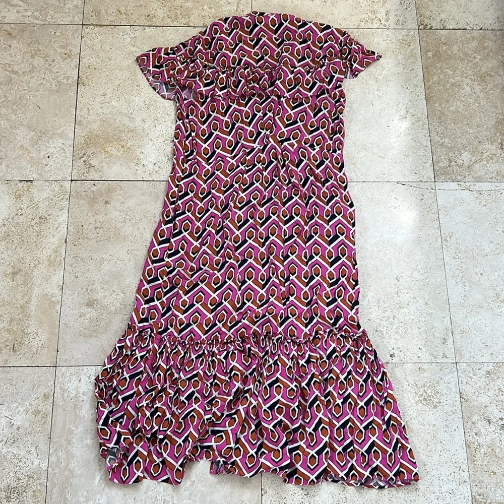 Anthro Corey Lynn Calter Annabel Geometric Midi Shirtdress Dress Pink Orange S - Picture 8 of 8